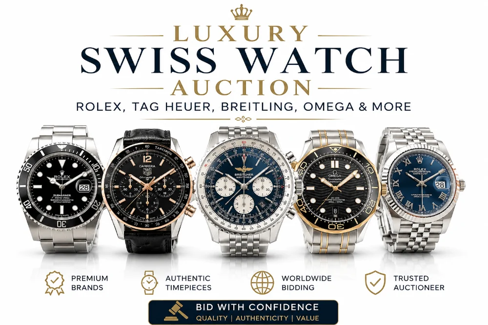 Luxury Swiss Watch Auction – Rolex, TAG Heuer, Breitling, Omega & More