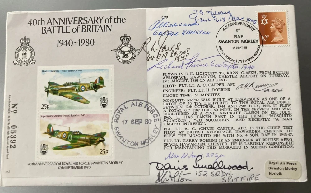 Autograph Auction RAF Military Space WW2 fighter, Bomber aces, Aviation flown covers, Navy
