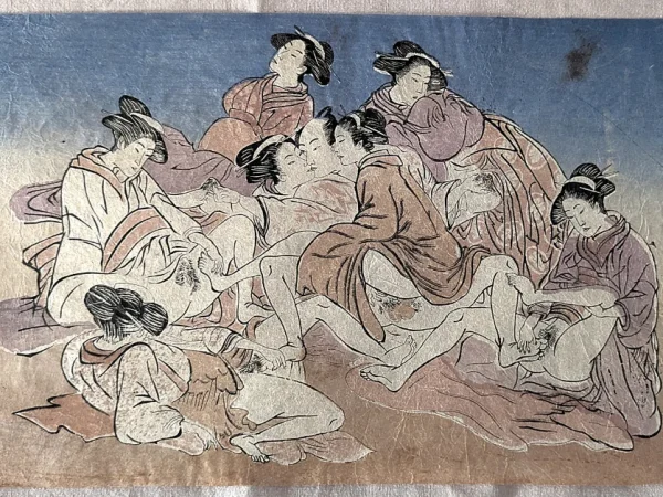 Japanese Antique Shunga Woodblock Prints