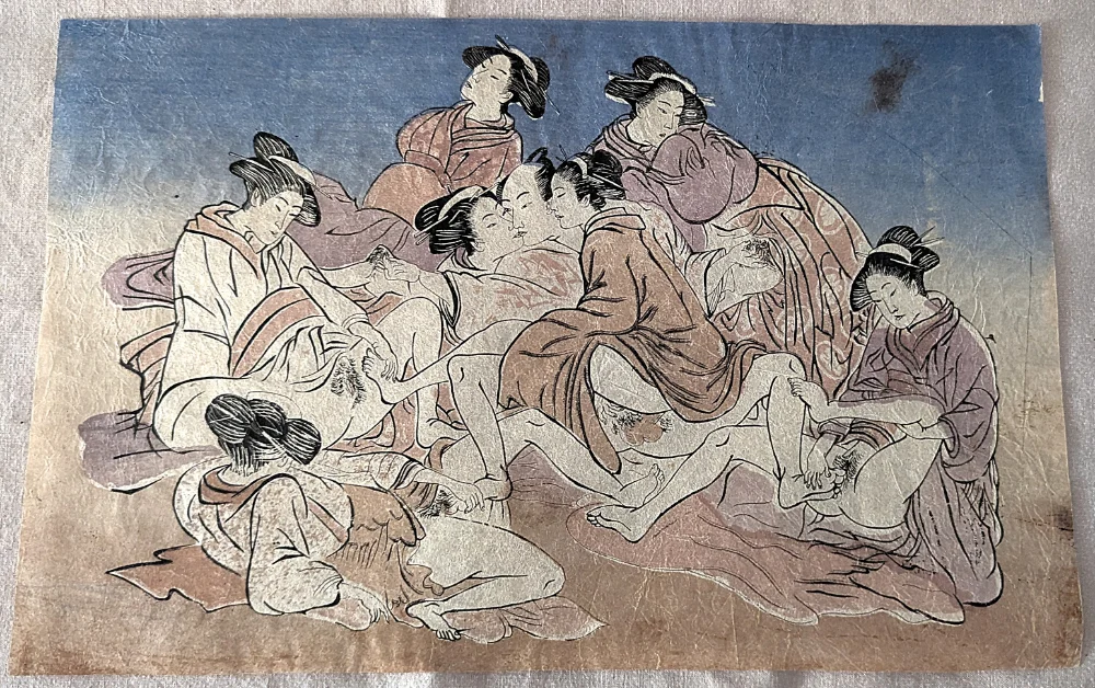 Japanese Antique Shunga Woodblock Prints