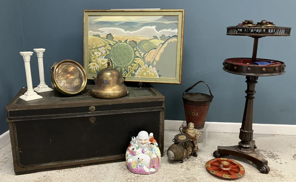 Antique, Vintage & Modern Interiors – 13th August also including Silver, Jewellery, Gold, as well as Garden items, etc.