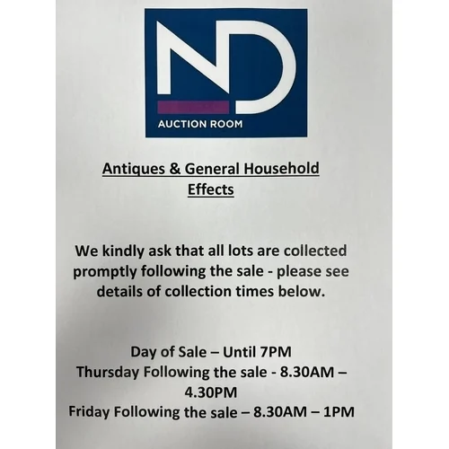Antiques & Household Furniture and Effects Wednesday 19th August 2026