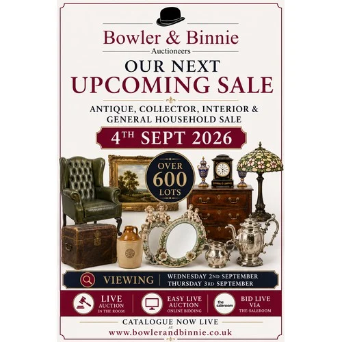 Welcome to Our Sale Catalogue for Friday 4th September 2026 – Antique, Collector & Interior & General/Household