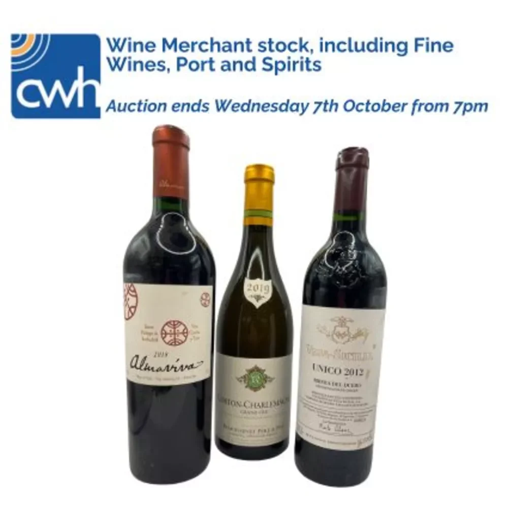 Wine Merchant stock, including Fine Wines, Port and Spirits, bar furniture, etc.