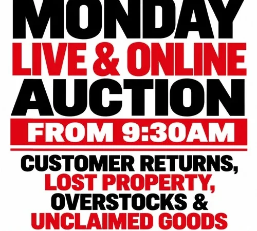 Monday: Customer Returns, End of Line Stock from an International Retailer and Unclaimed Goods from Transport Networks