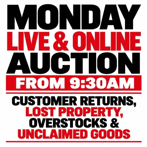 Monday: Customer Returns, End of Line Stock from An International Retailer and Unclaimed Goods from Transport Networks